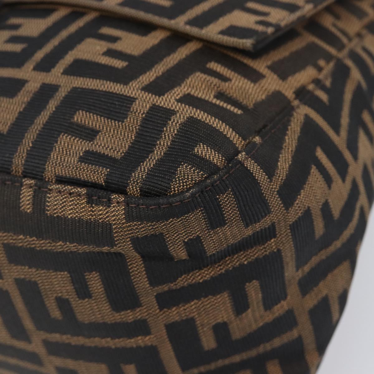FENDI Zucca Canvas Mamma Baguette Shoulder Bag Black Brown Auth 200695V