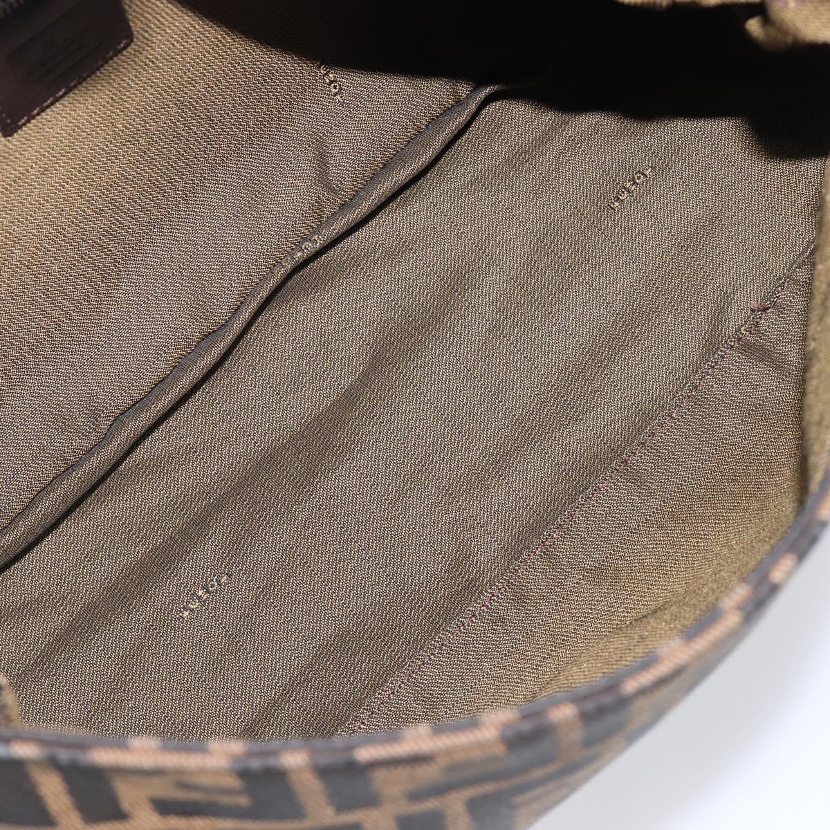 FENDI Zucca Canvas Mamma Baguette Shoulder Bag Black Brown Auth 200695V
