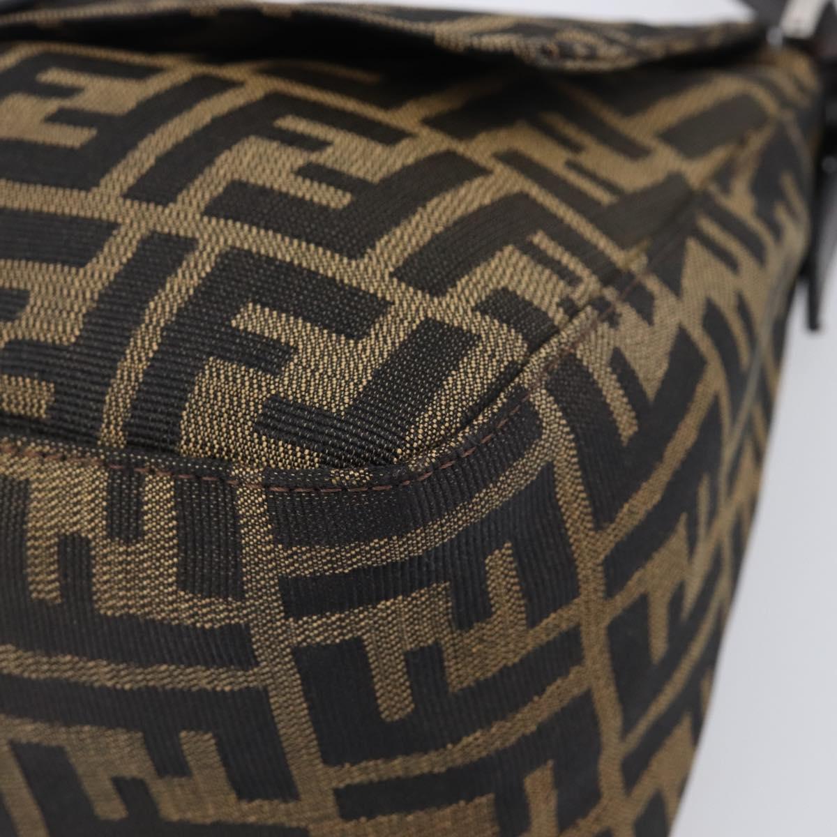 FENDI Zucca Canvas Mamma Baguette Shoulder Bag Black Brown Auth 200696V