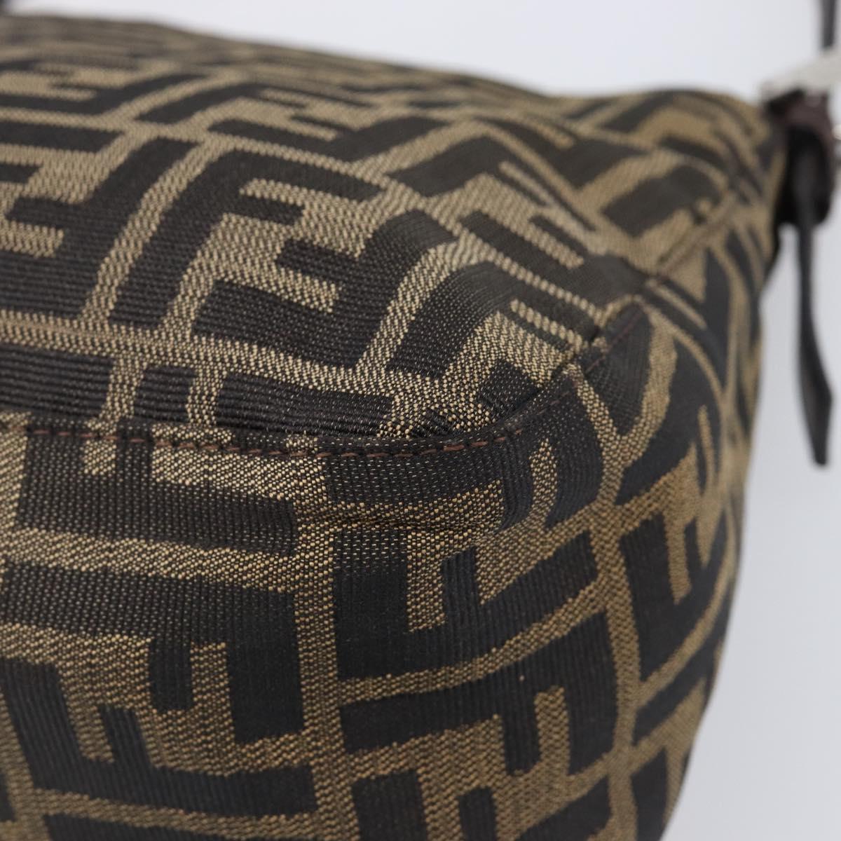 FENDI Zucca Canvas Mamma Baguette Shoulder Bag Black Brown Auth 200696V