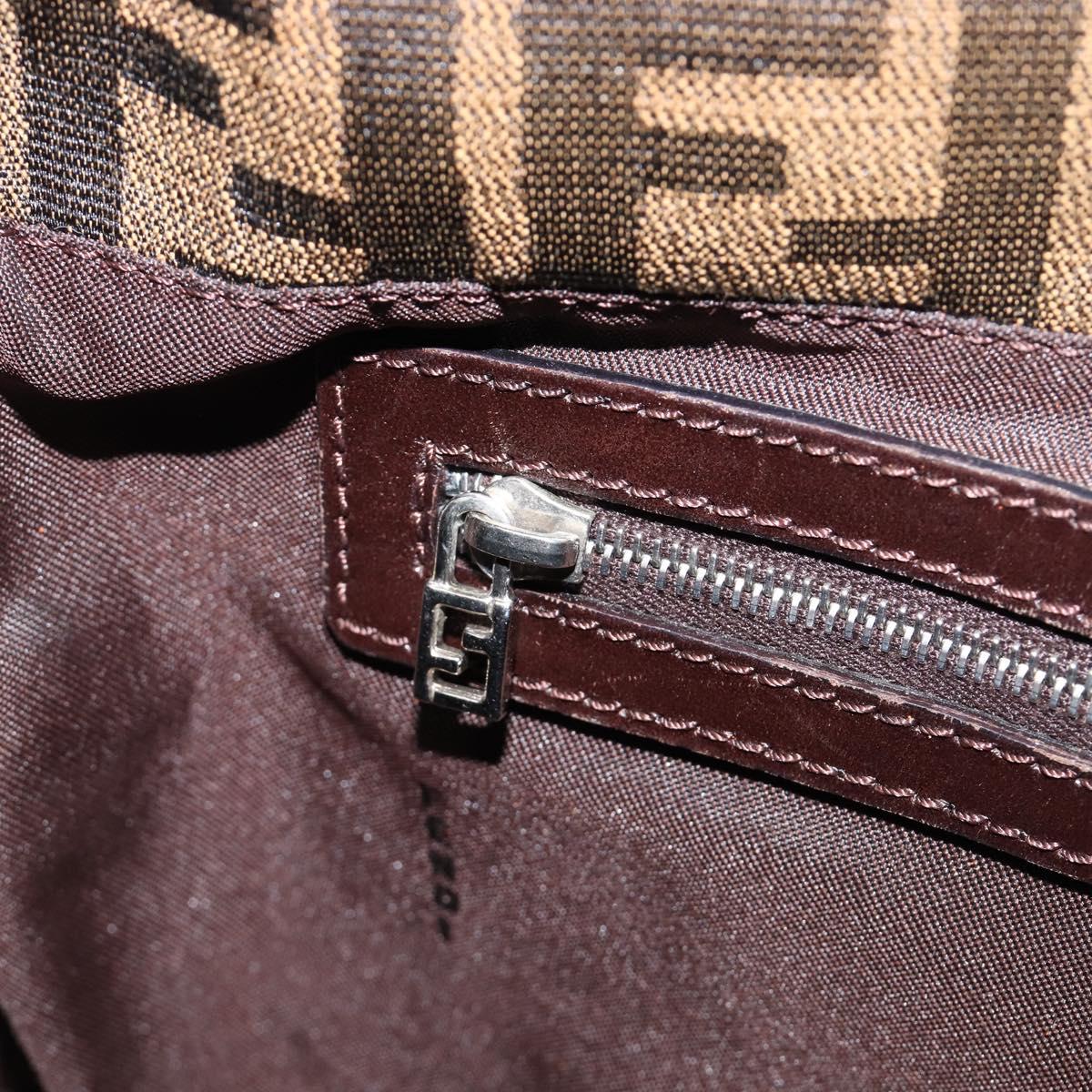 FENDI Zucca Canvas Mamma Baguette Shoulder Bag Black Brown Auth 200696V