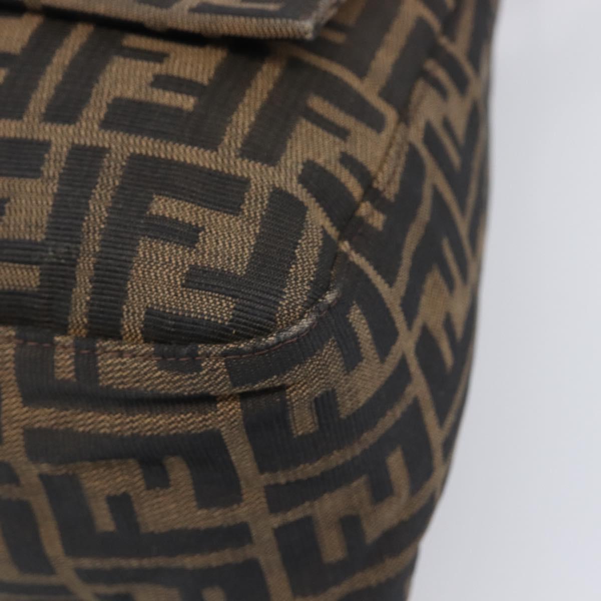 FENDI Zucca Canvas Mamma Baguette Shoulder Bag Brown Black Auth 200697A