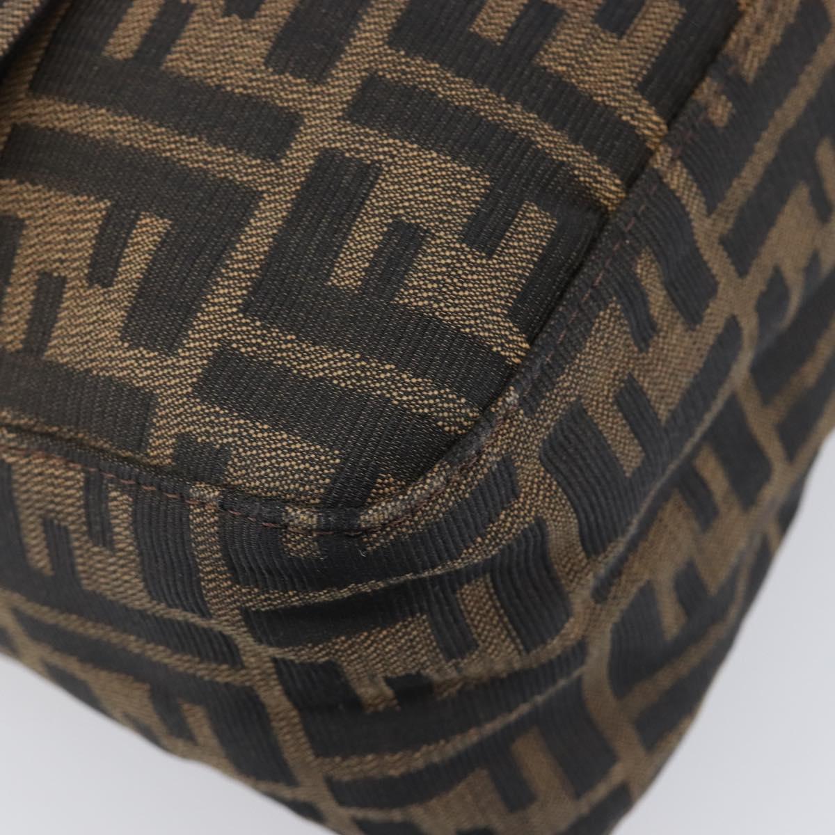 FENDI Zucca Canvas Mamma Baguette Shoulder Bag Brown Black Auth 200697A