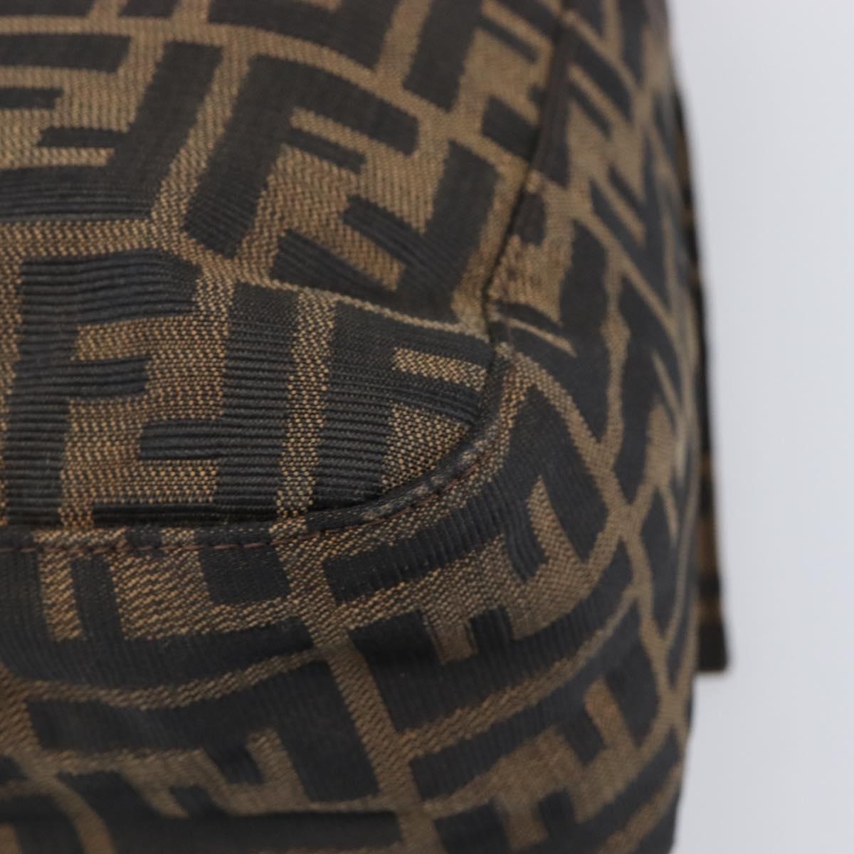FENDI Zucca Canvas Mamma Baguette Shoulder Bag Brown Black Auth 200697A