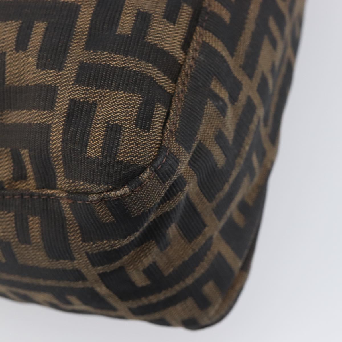 FENDI Zucca Canvas Mamma Baguette Shoulder Bag Brown Black Auth 200697A