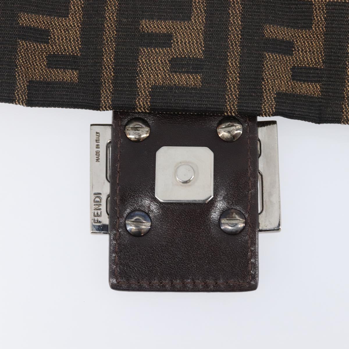 FENDI Zucca Canvas Mamma Baguette Shoulder Bag Brown Black Auth 200697A