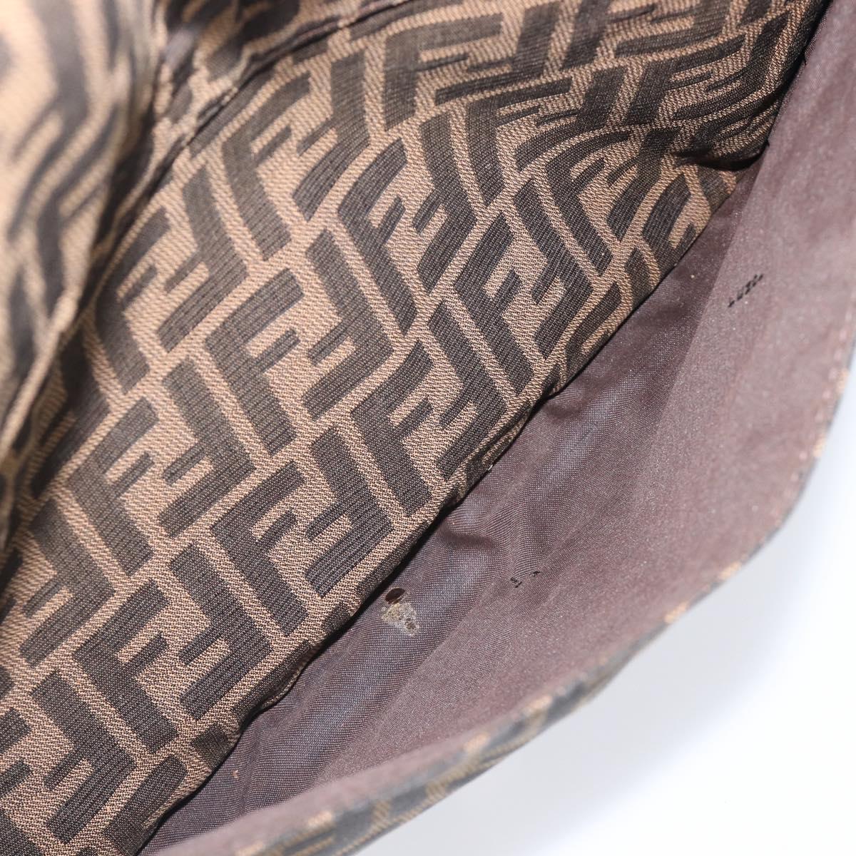 FENDI Zucca Canvas Mamma Baguette Shoulder Bag Brown Black Auth 200697A