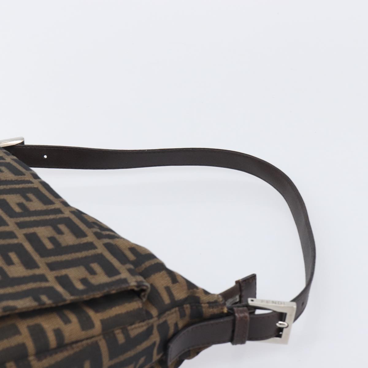 FENDI Zucca Canvas Mamma Baguette Shoulder Bag Brown Black Auth 200697A