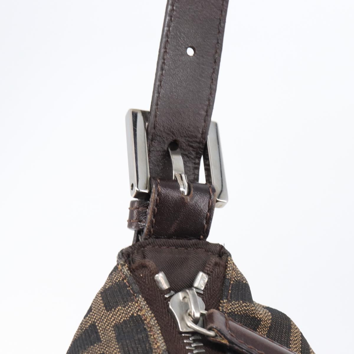 FENDI Zucca Canvas Mamma Baguette Shoulder Bag Brown Black Auth 200697A