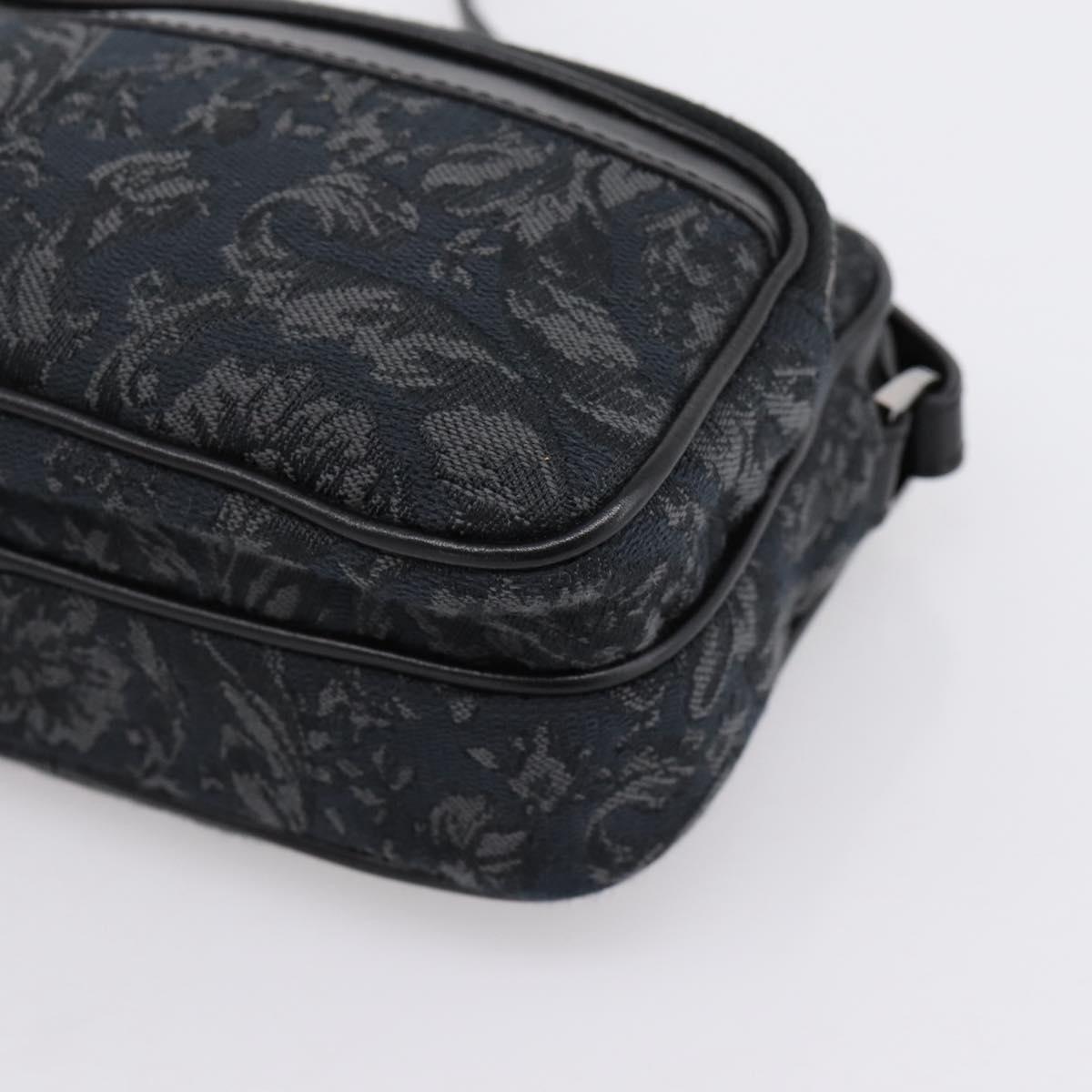 VERSACE Shoulder Bag Canvas Black Silver Auth 200698V