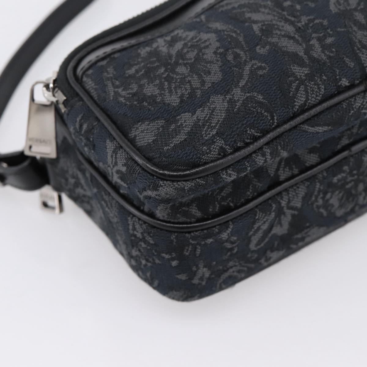 VERSACE Shoulder Bag Canvas Black Silver Auth 200698V