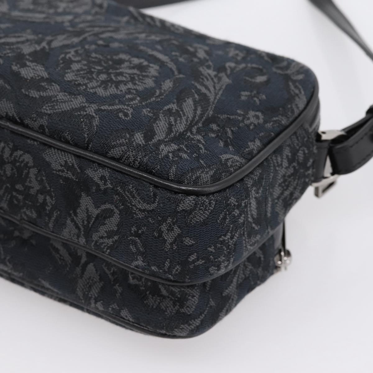 VERSACE Shoulder Bag Canvas Black Silver Auth 200698V