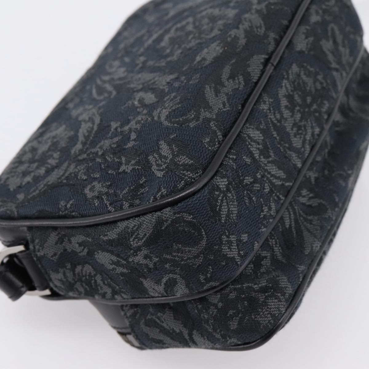 VERSACE Shoulder Bag Canvas Black Silver Auth 200698V
