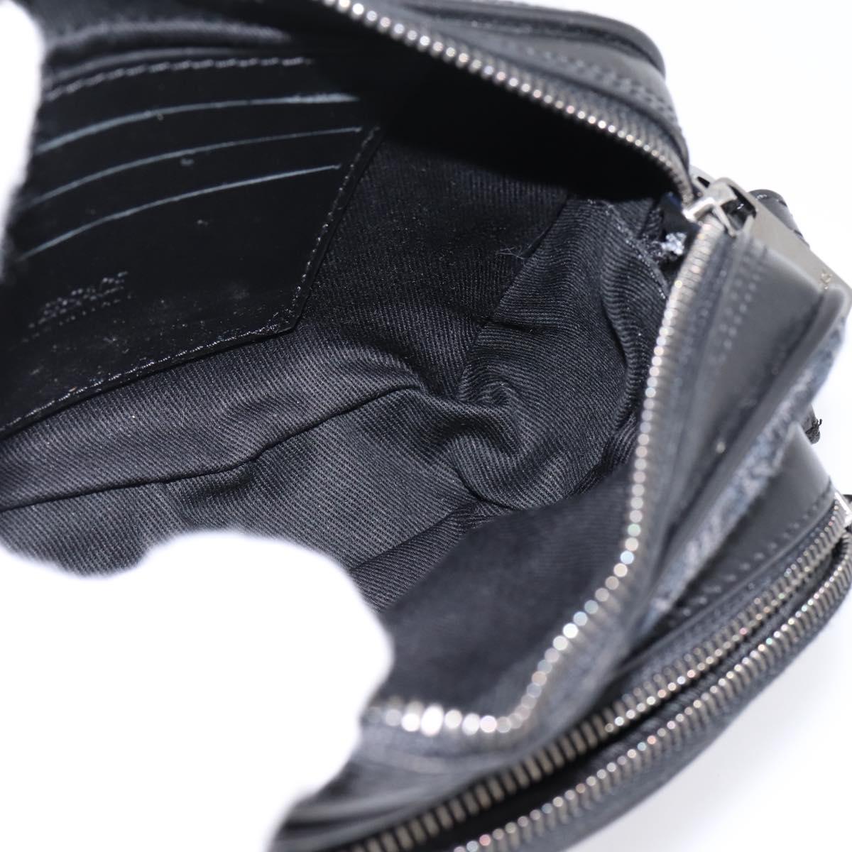 VERSACE Shoulder Bag Canvas Black Silver Auth 200698V