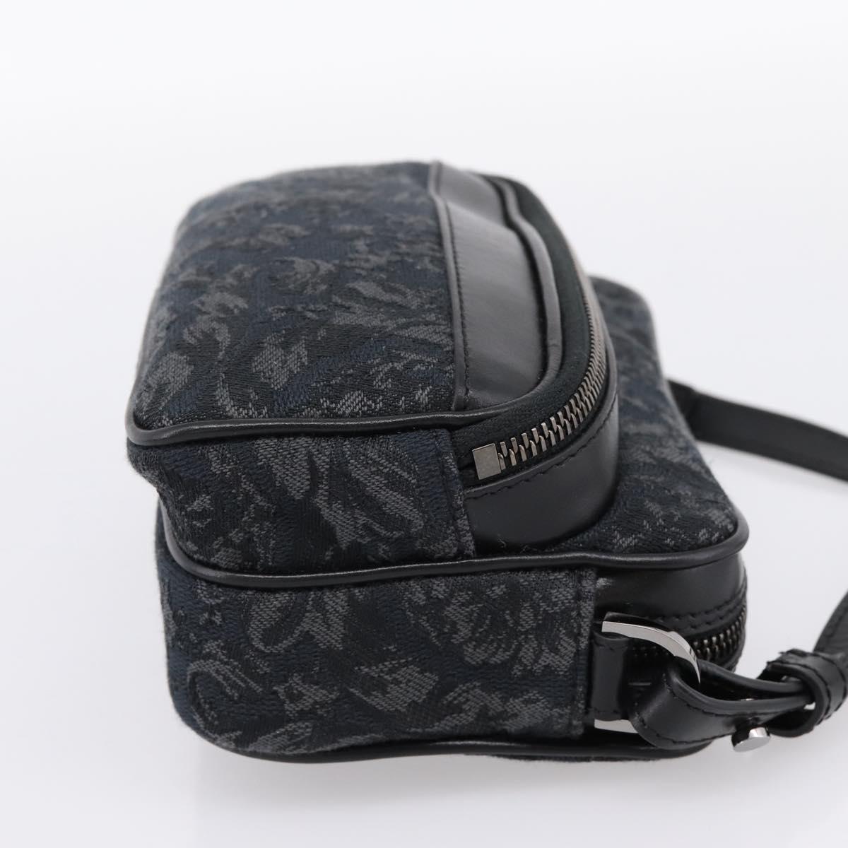 VERSACE Shoulder Bag Canvas Black Silver Auth 200698V