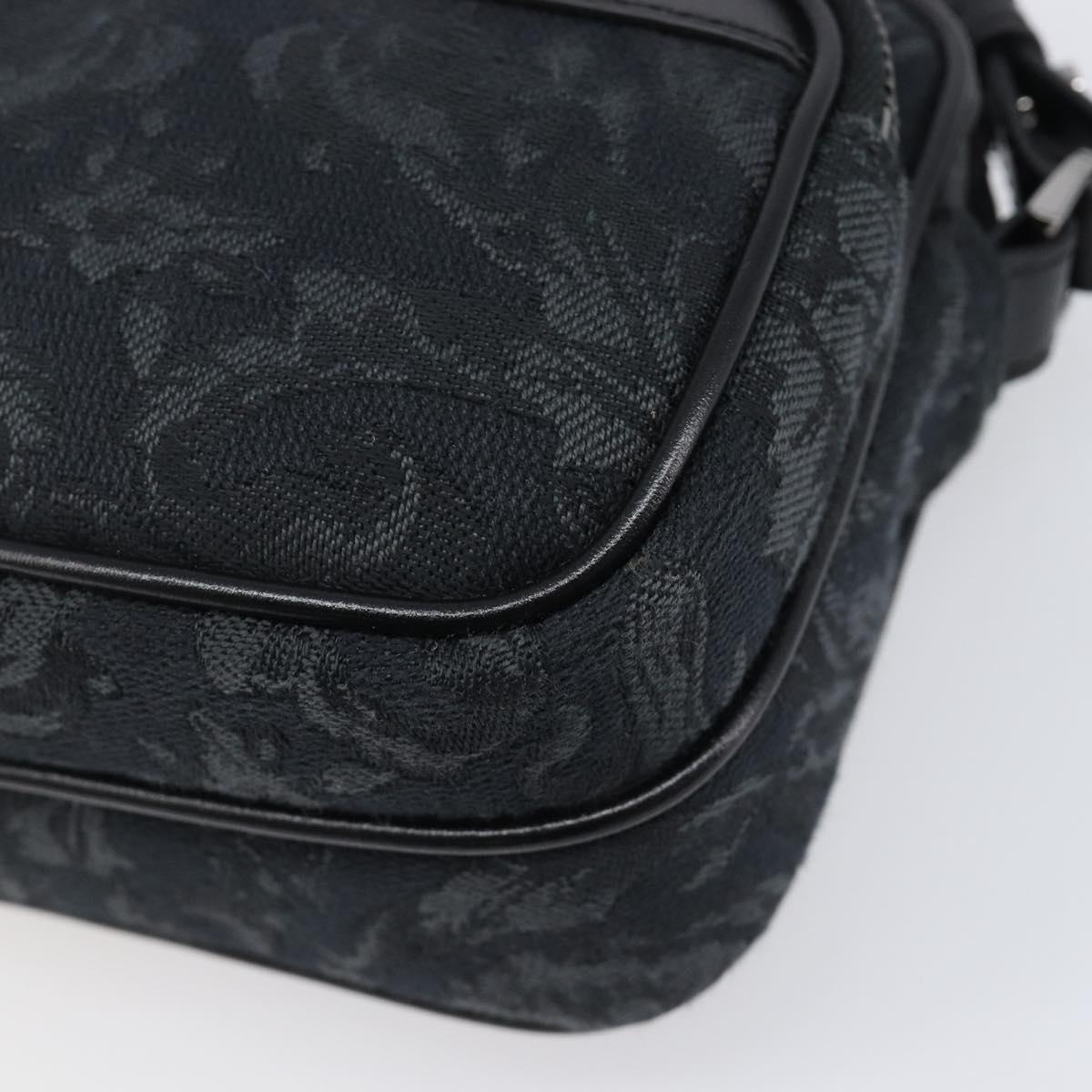VERSACE Shoulder Bag Canvas Black Silver Auth 200699V