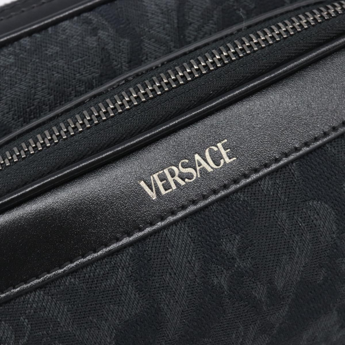 VERSACE Shoulder Bag Canvas Black Silver Auth 200699V