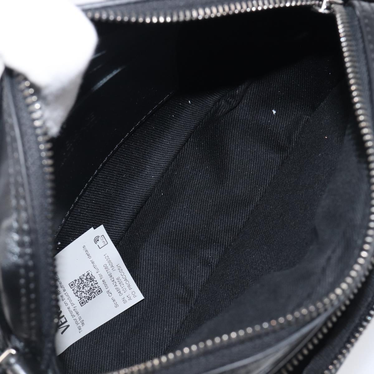 VERSACE Shoulder Bag Canvas Black Silver Auth 200699V