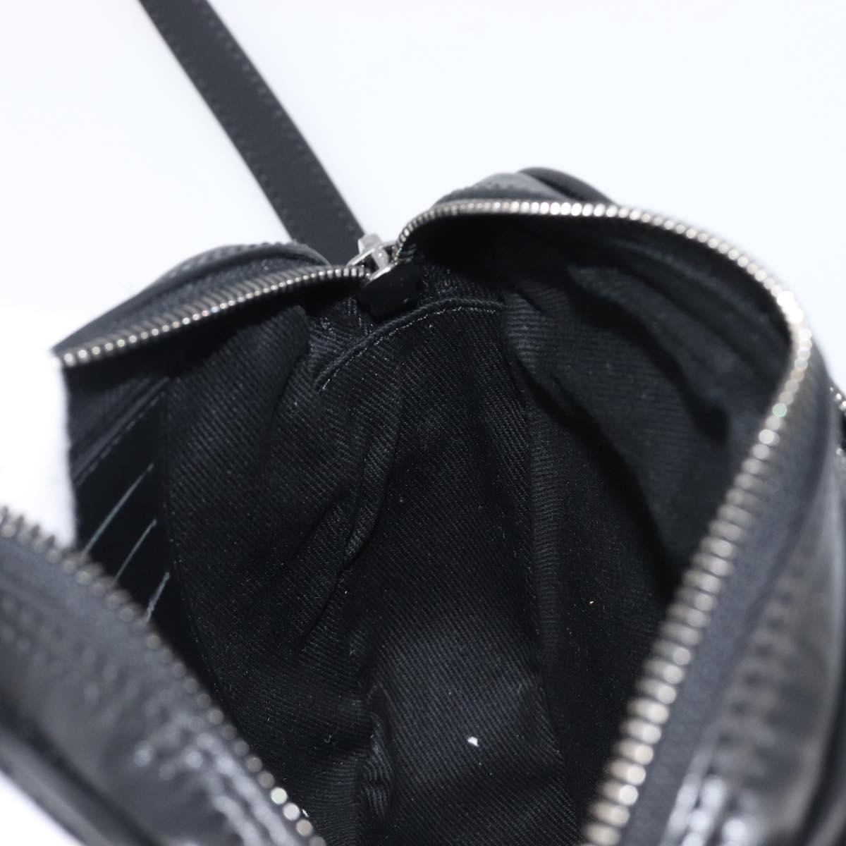 VERSACE Shoulder Bag Canvas Black Silver Auth 200699V