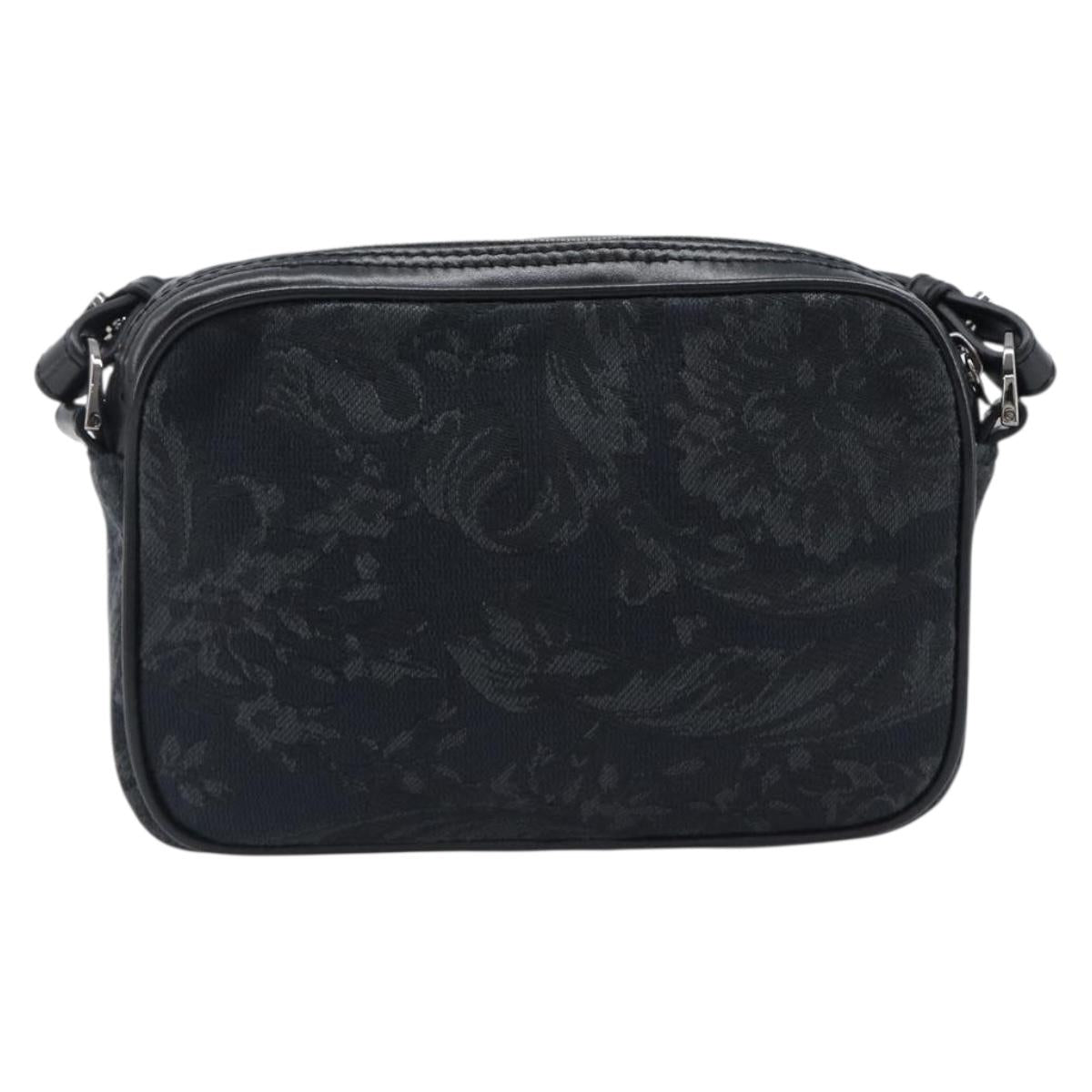 VERSACE Shoulder Bag Canvas Black Silver Auth 200699V