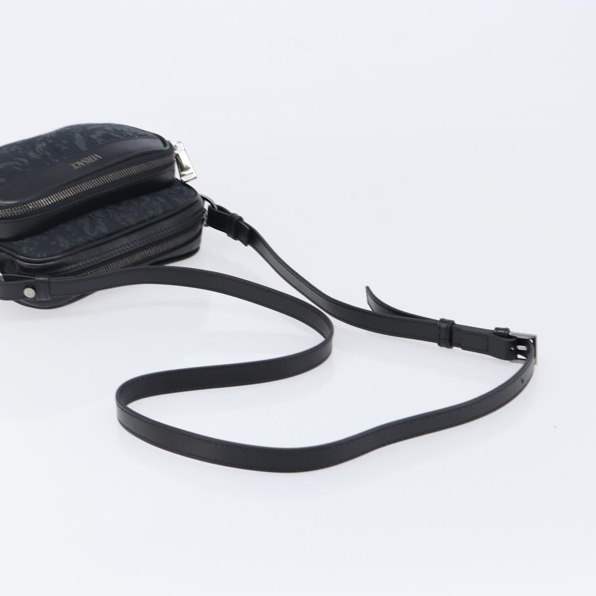 VERSACE Shoulder Bag Canvas Black Silver Auth 200699V