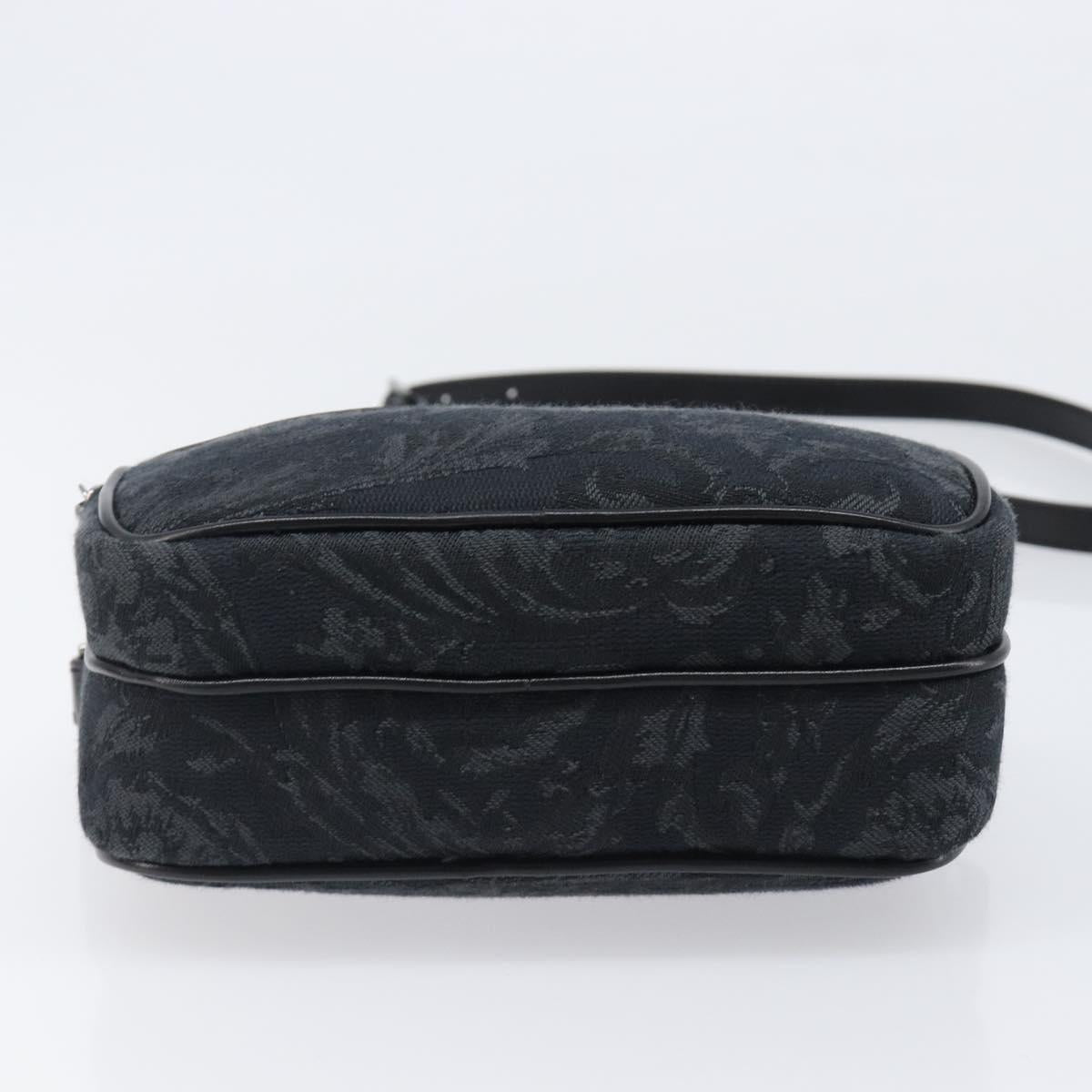 VERSACE Shoulder Bag Canvas Black Silver Auth 200699V