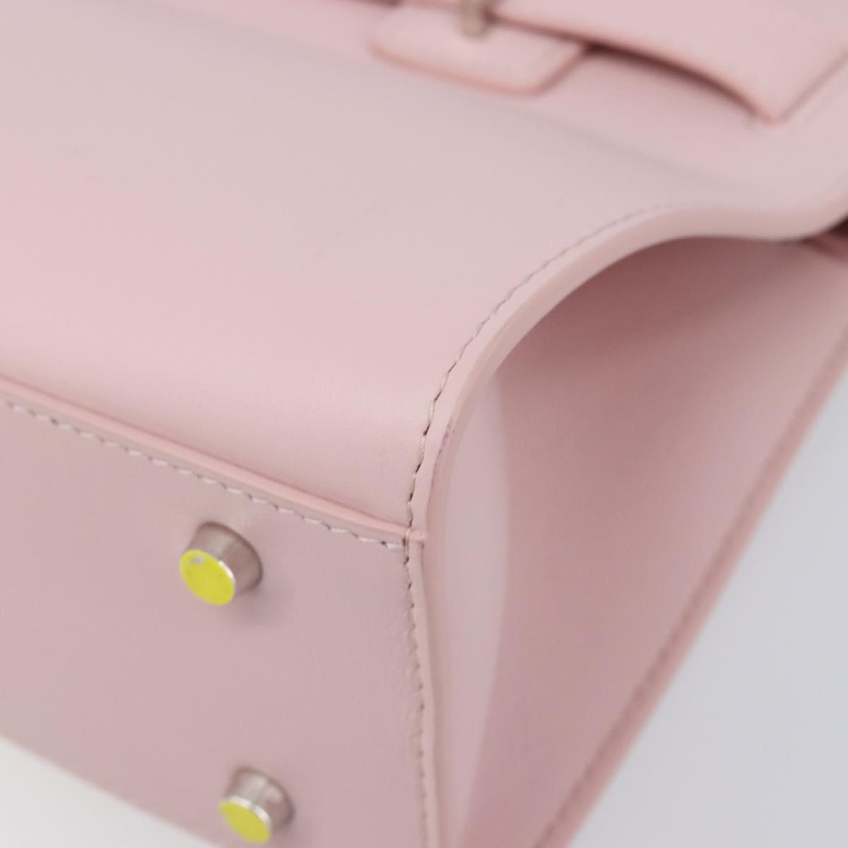 VERSACE Hand Bag Leather 2way Pink Silver Auth 200701V