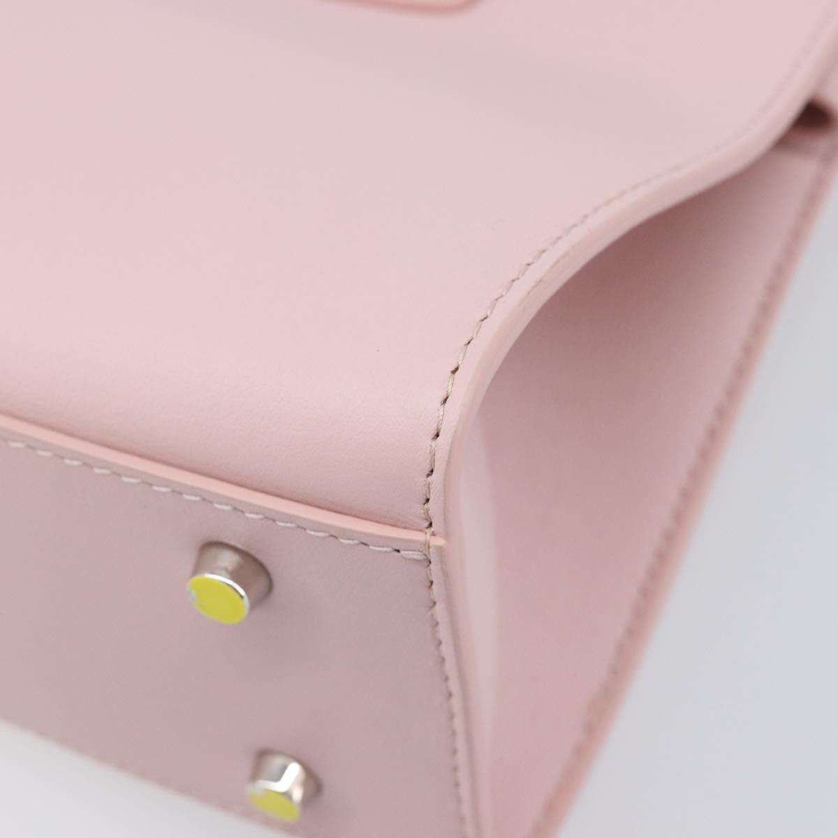 VERSACE Hand Bag Leather 2way Pink Silver Auth 200701V