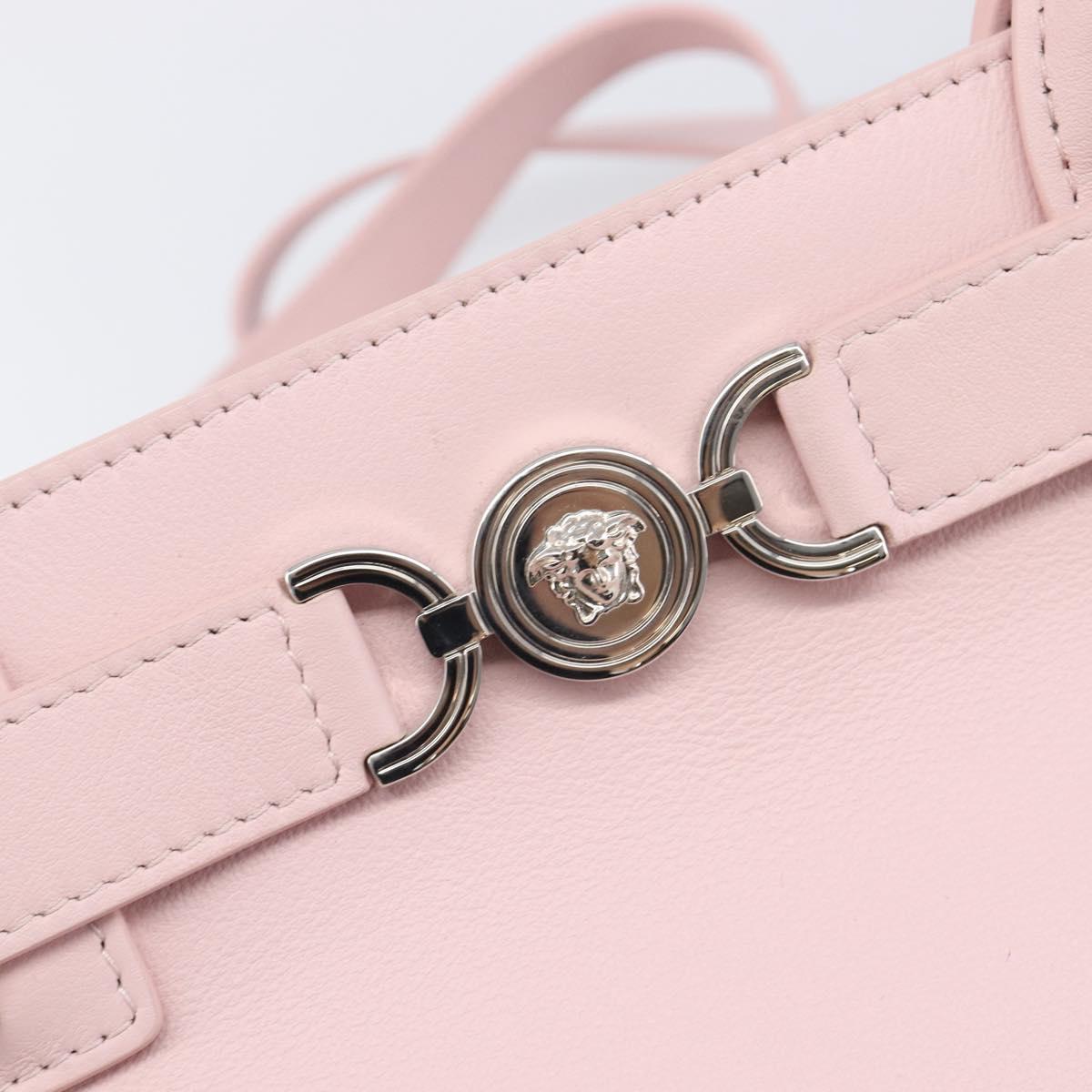 VERSACE Hand Bag Leather 2way Pink Silver Auth 200701V