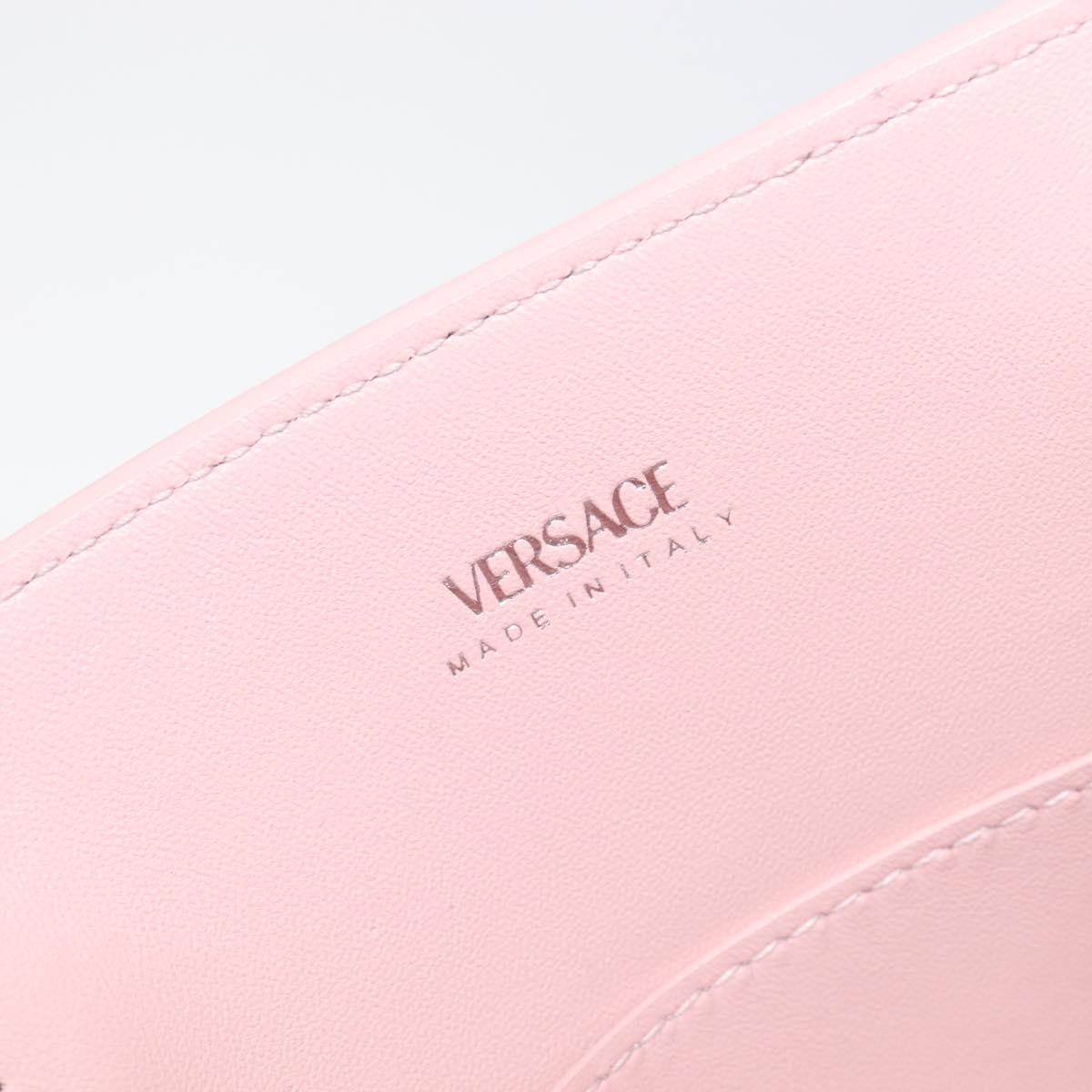 VERSACE Hand Bag Leather 2way Pink Silver Auth 200701V