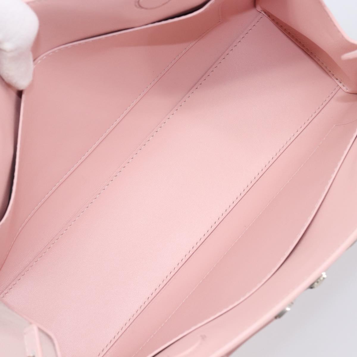 VERSACE Hand Bag Leather 2way Pink Silver Auth 200701V