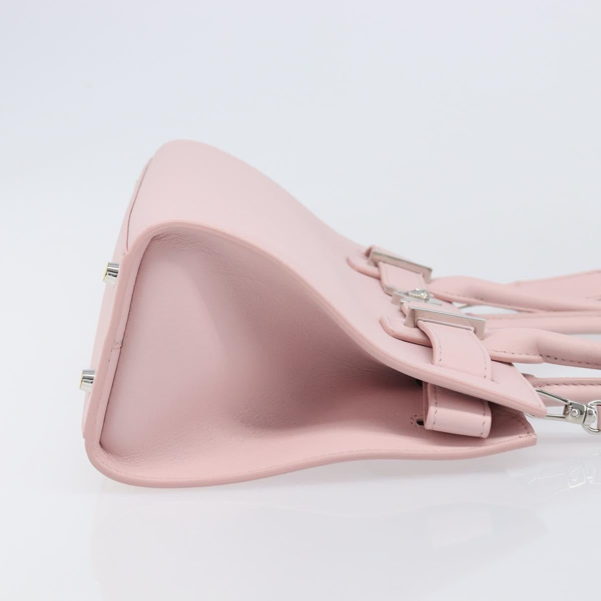 VERSACE Hand Bag Leather 2way Pink Silver Auth 200701V