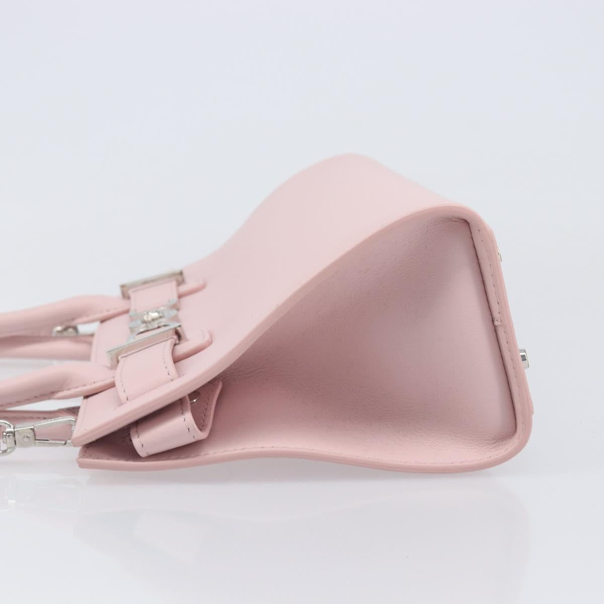 VERSACE Hand Bag Leather 2way Pink Silver Auth 200701V
