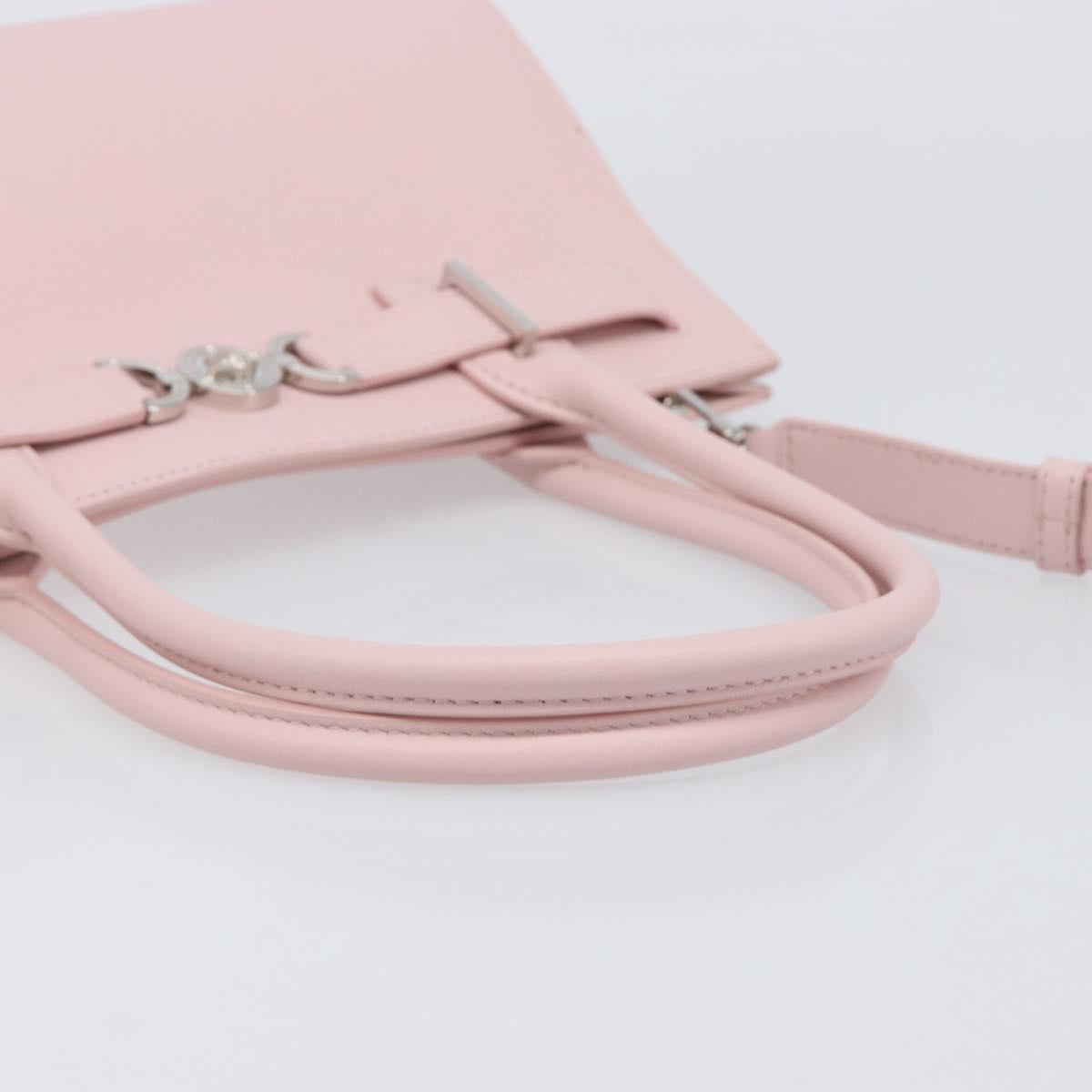 VERSACE Hand Bag Leather 2way Pink Silver Auth 200701V