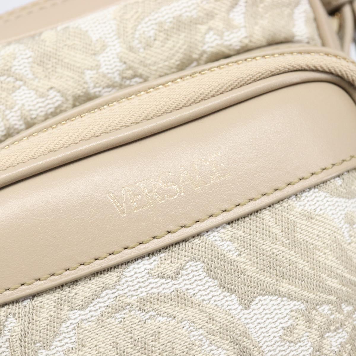 VERSACE Shoulder Bag Canvas Beige Gold Auth 200702V