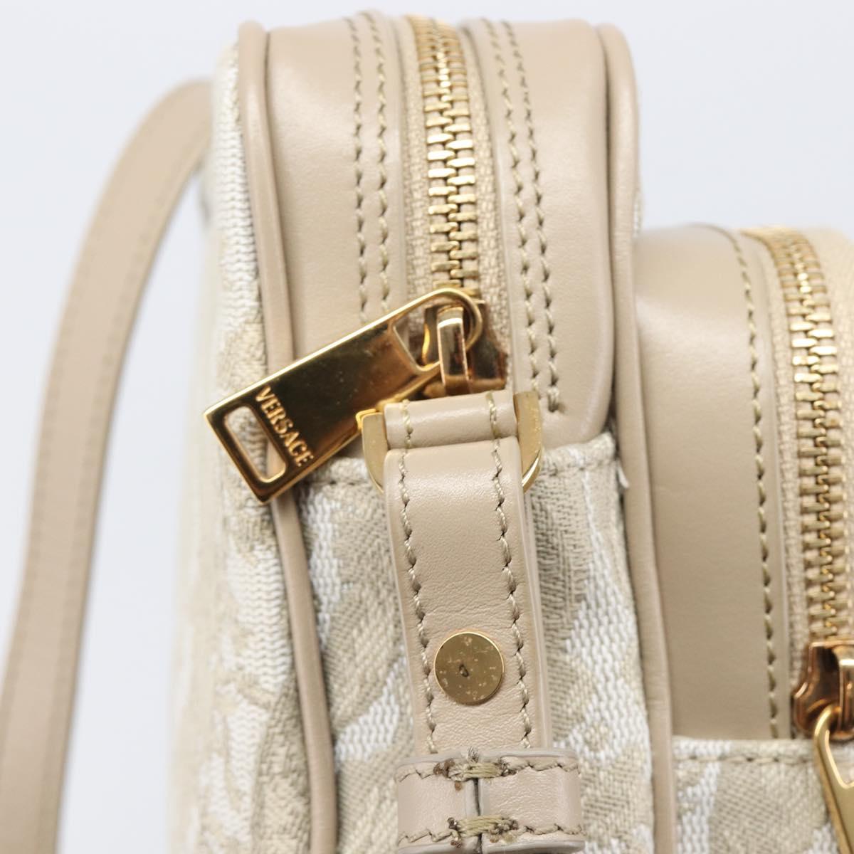 VERSACE Shoulder Bag Canvas Beige Gold Auth 200702V
