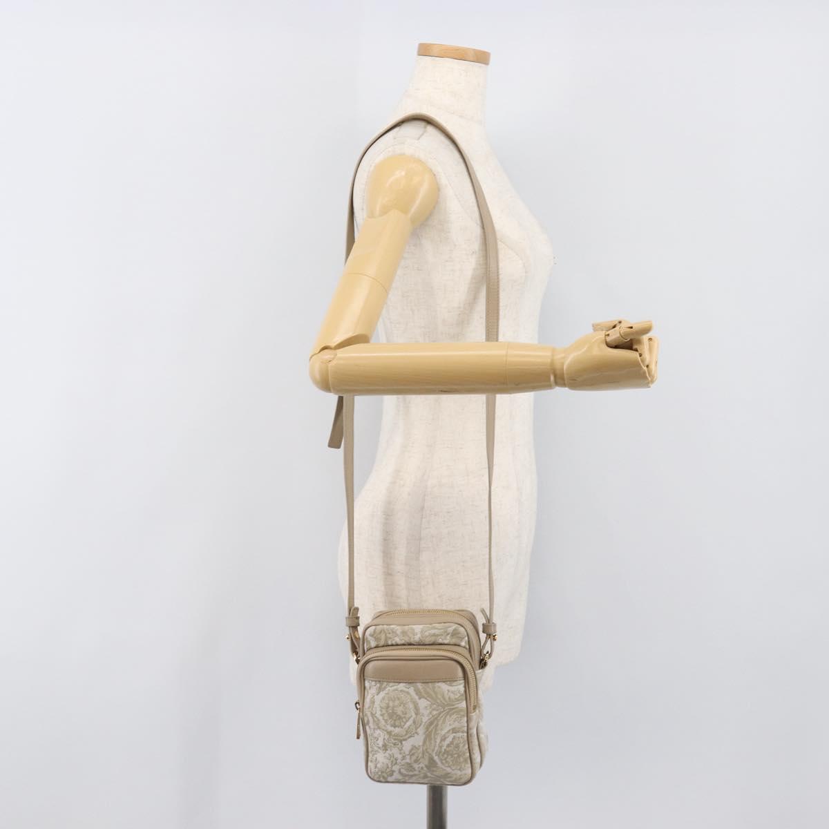 VERSACE Shoulder Bag Canvas Beige Gold Auth 200702V
