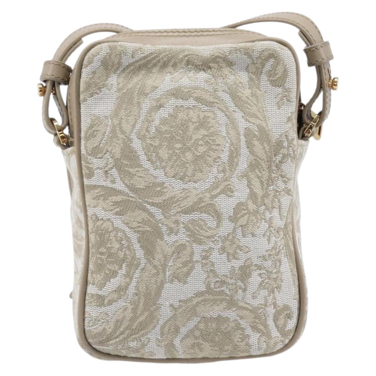 VERSACE Shoulder Bag Canvas Beige Gold Auth 200702V