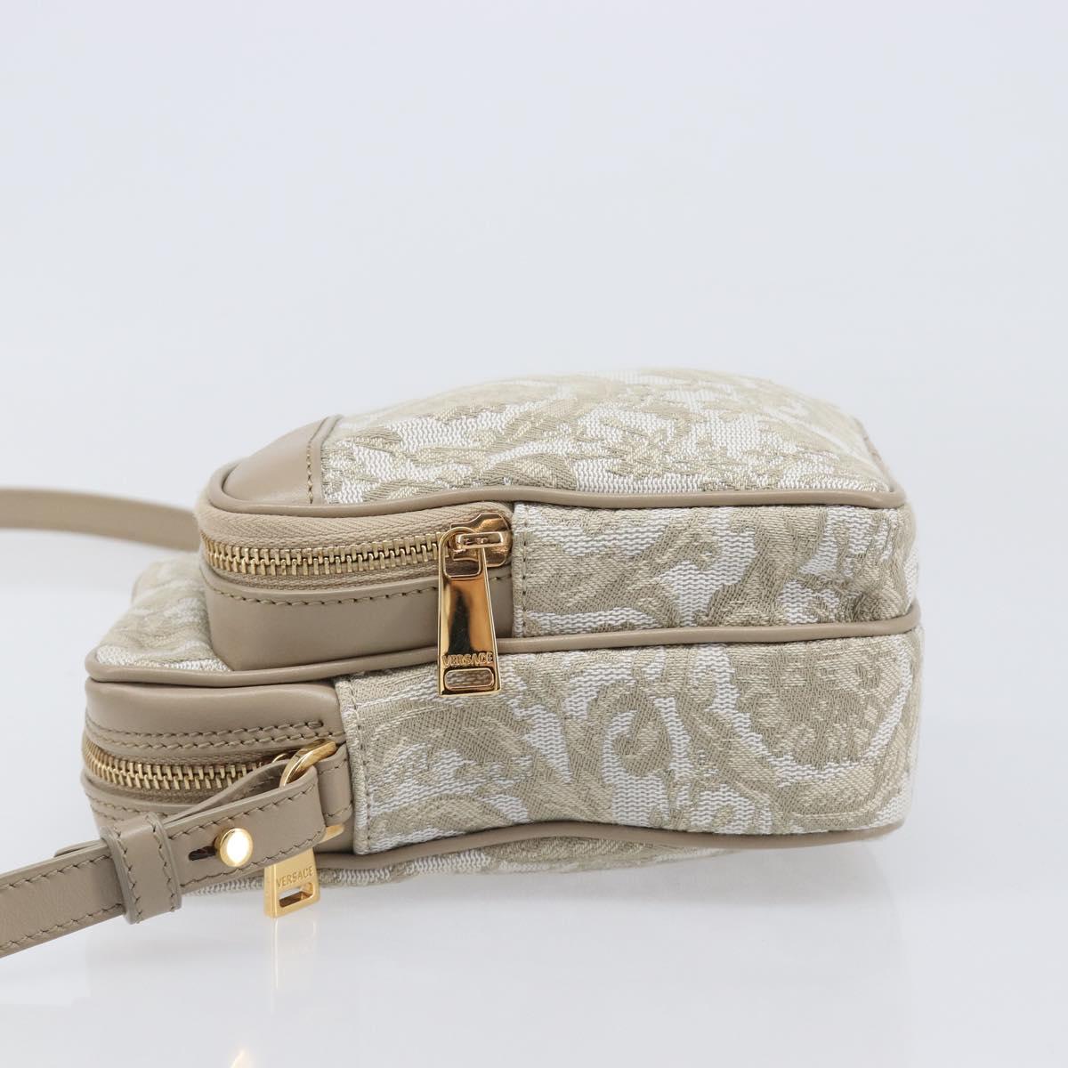 VERSACE Shoulder Bag Canvas Beige Gold Auth 200702V