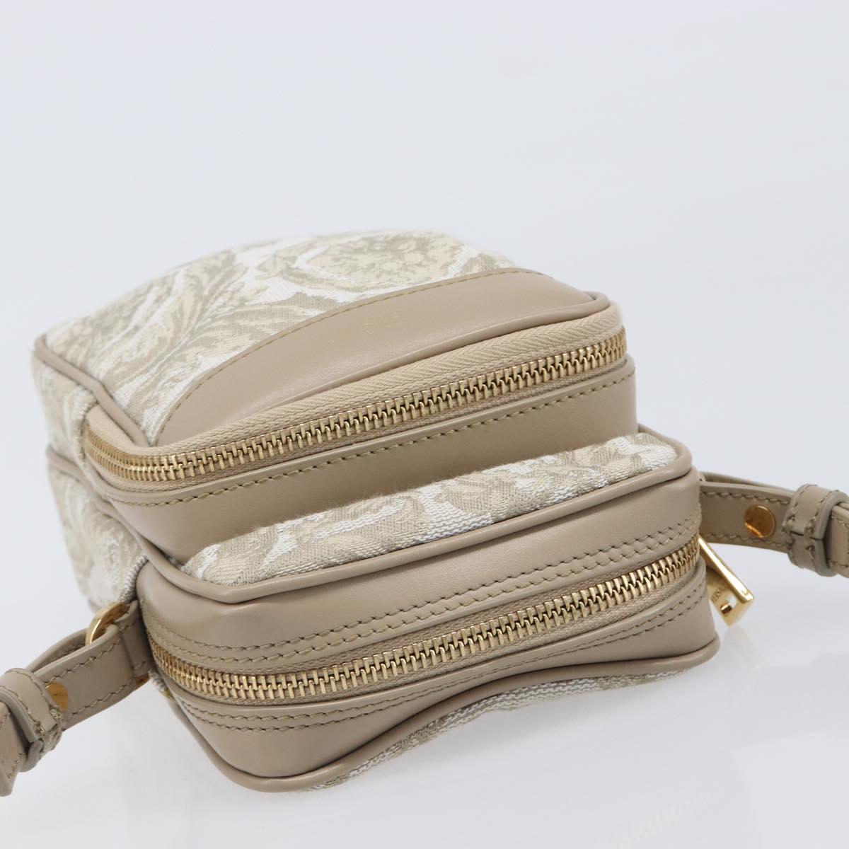 VERSACE Shoulder Bag Canvas Beige Gold Auth 200702V