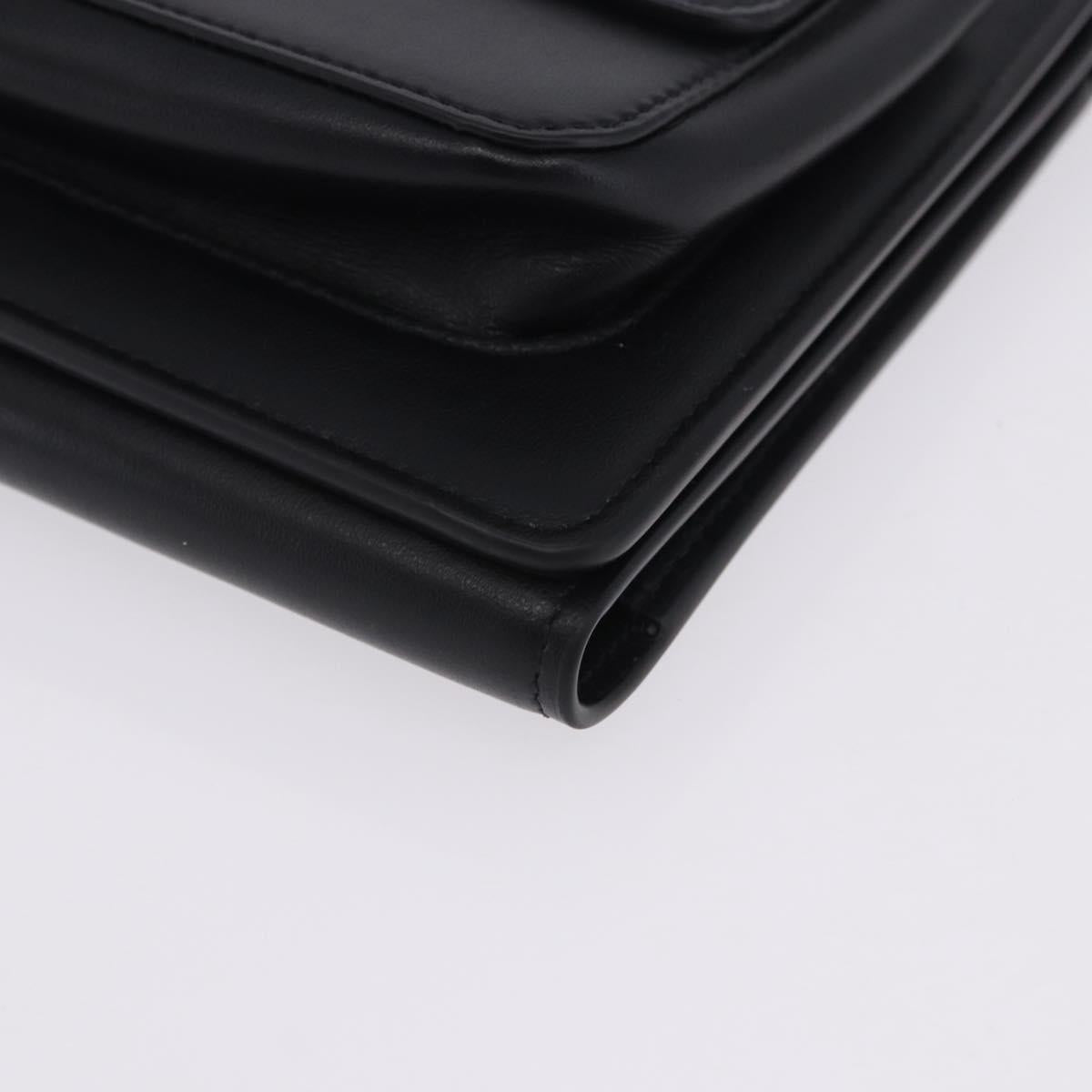 VERSACE Clutch Bag Leather Black Silver Auth 200703V