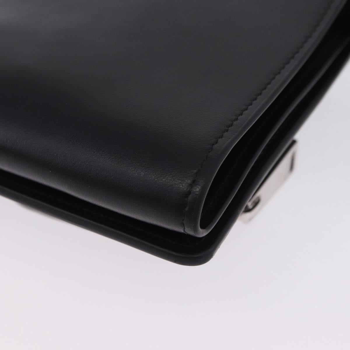 VERSACE Clutch Bag Leather Black Silver Auth 200703V