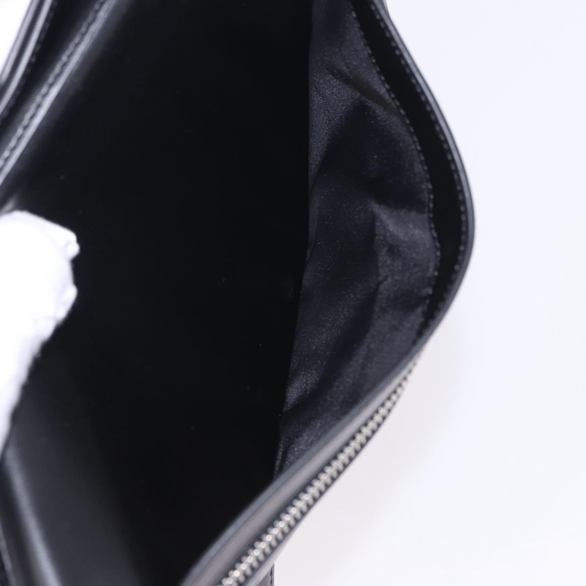 VERSACE Clutch Bag Leather Black Silver Auth 200703V