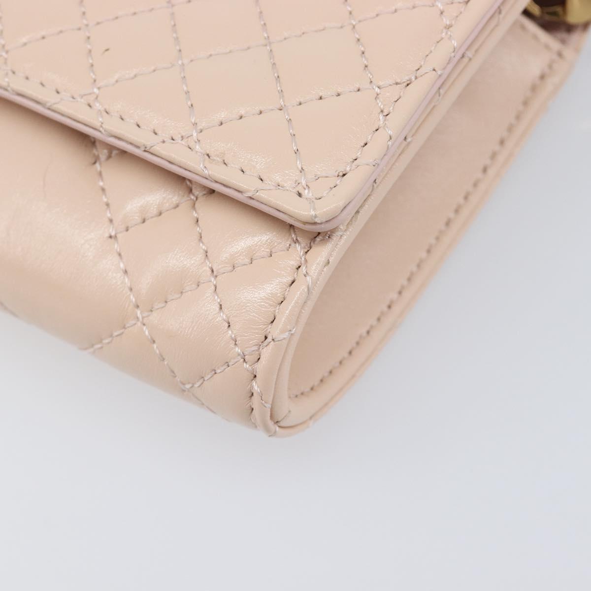 VERSACE Chain Shoulder Wallet Greca Goddess Leather Pink Gold Auth 200704V