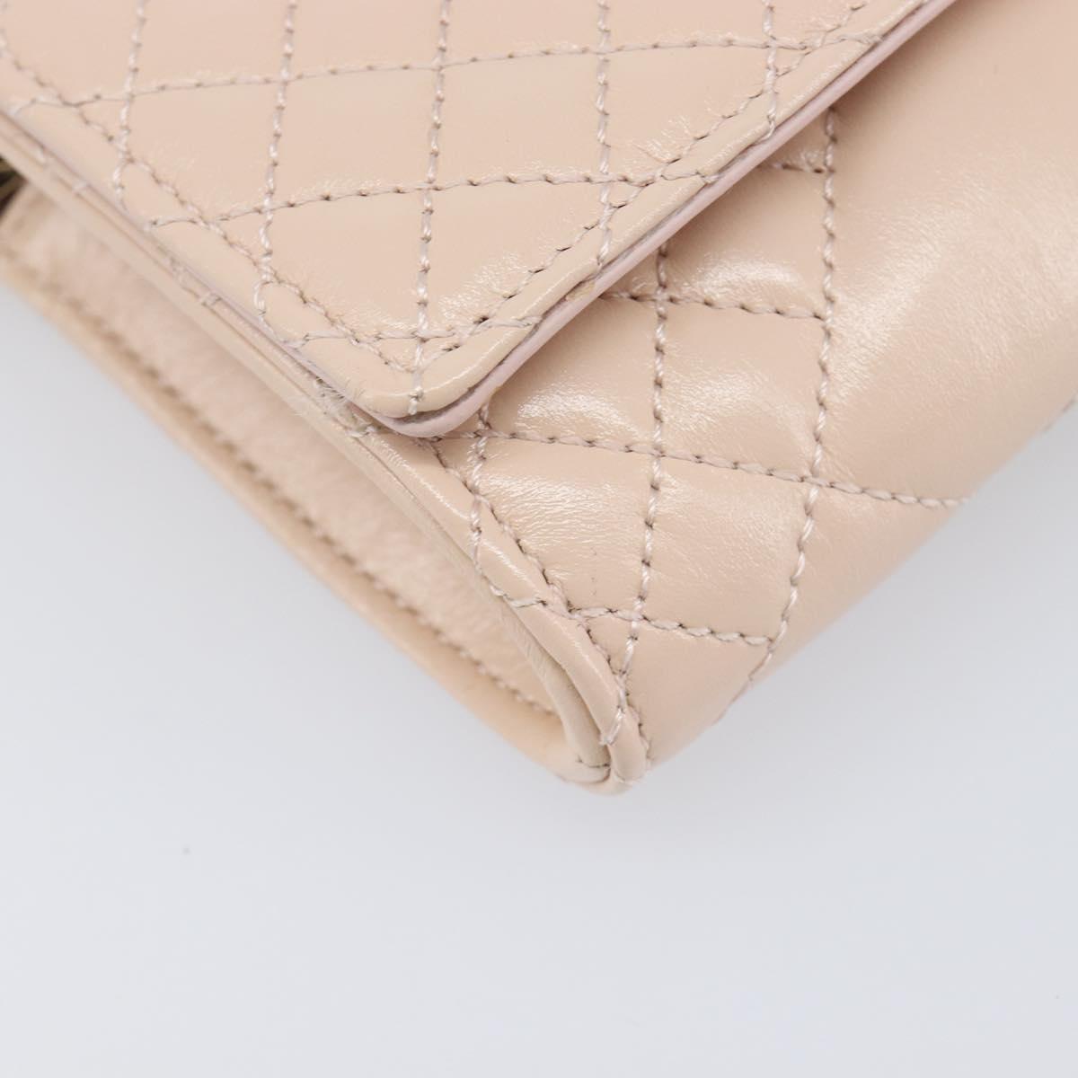 VERSACE Chain Shoulder Wallet Greca Goddess Leather Pink Gold Auth 200704V