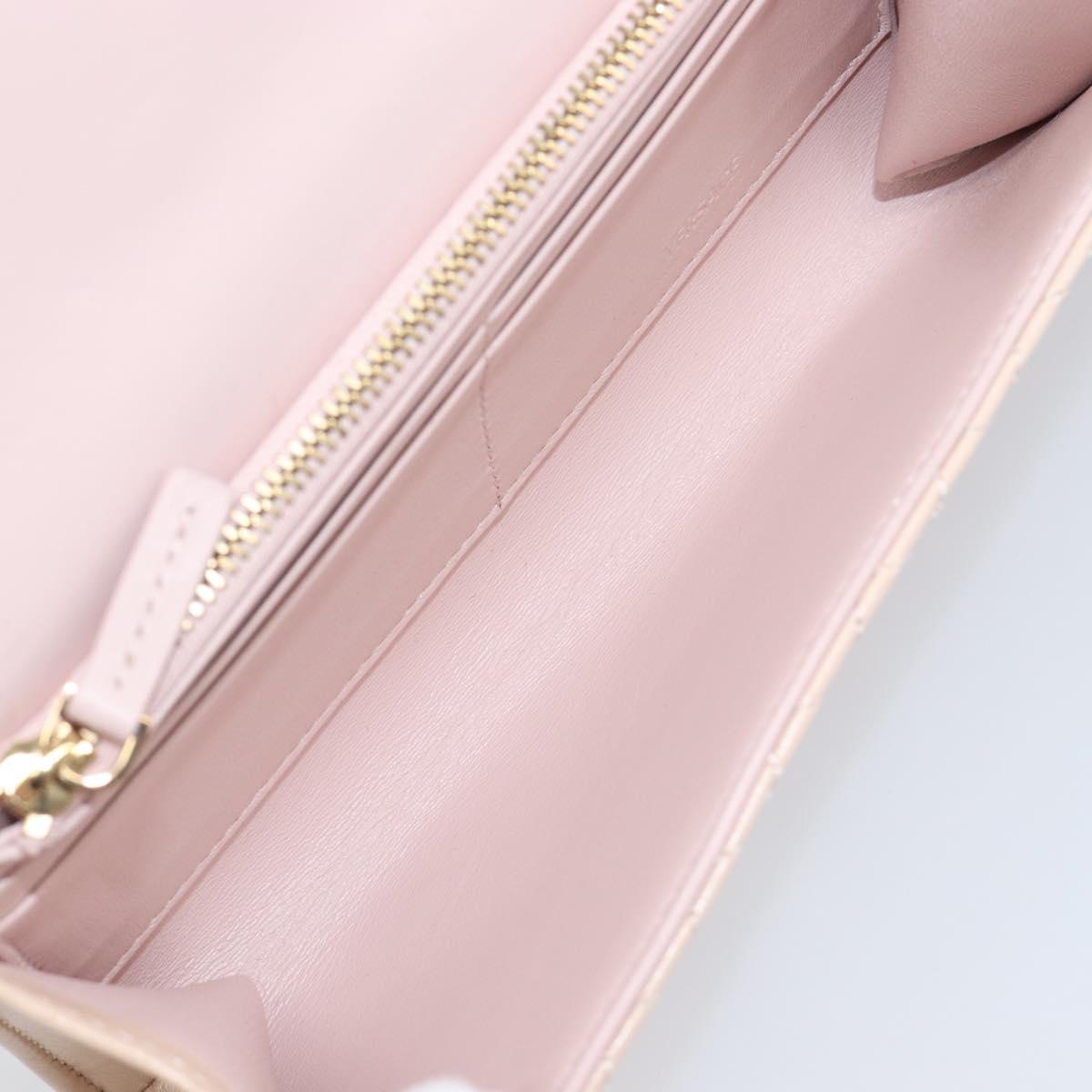 VERSACE Chain Shoulder Wallet Greca Goddess Leather Pink Gold Auth 200704V