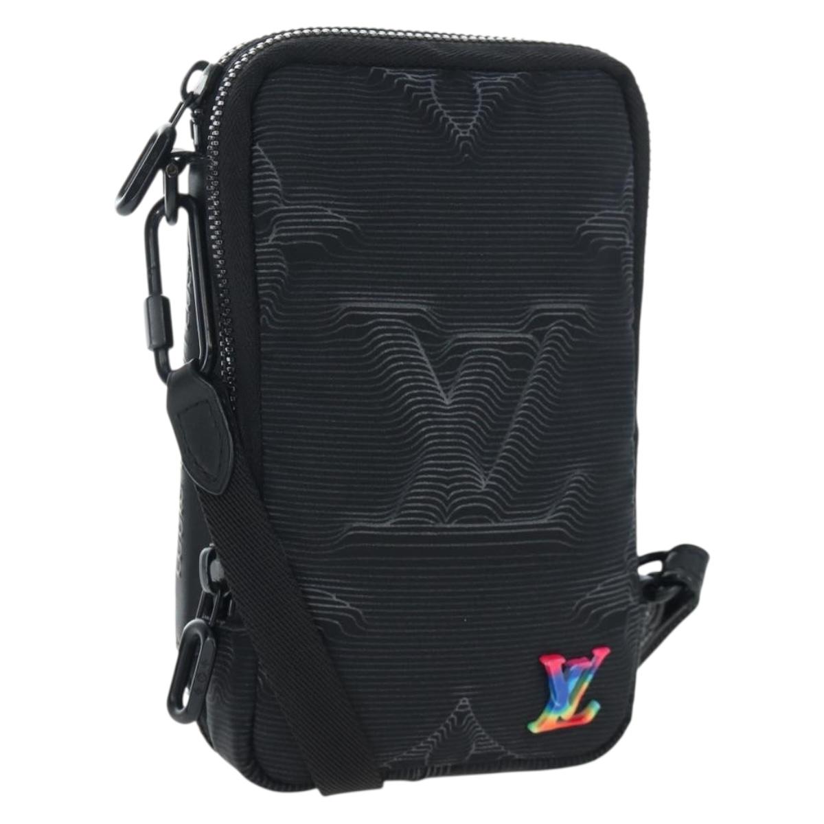 LOUIS VUITTON 3D monogram Double Phone Pouch Black M80141 LV Auth 200705M