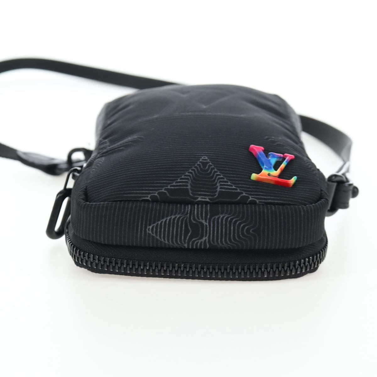 LOUIS VUITTON 3D monogram Double Phone Pouch Black M80141 LV Auth 200705M
