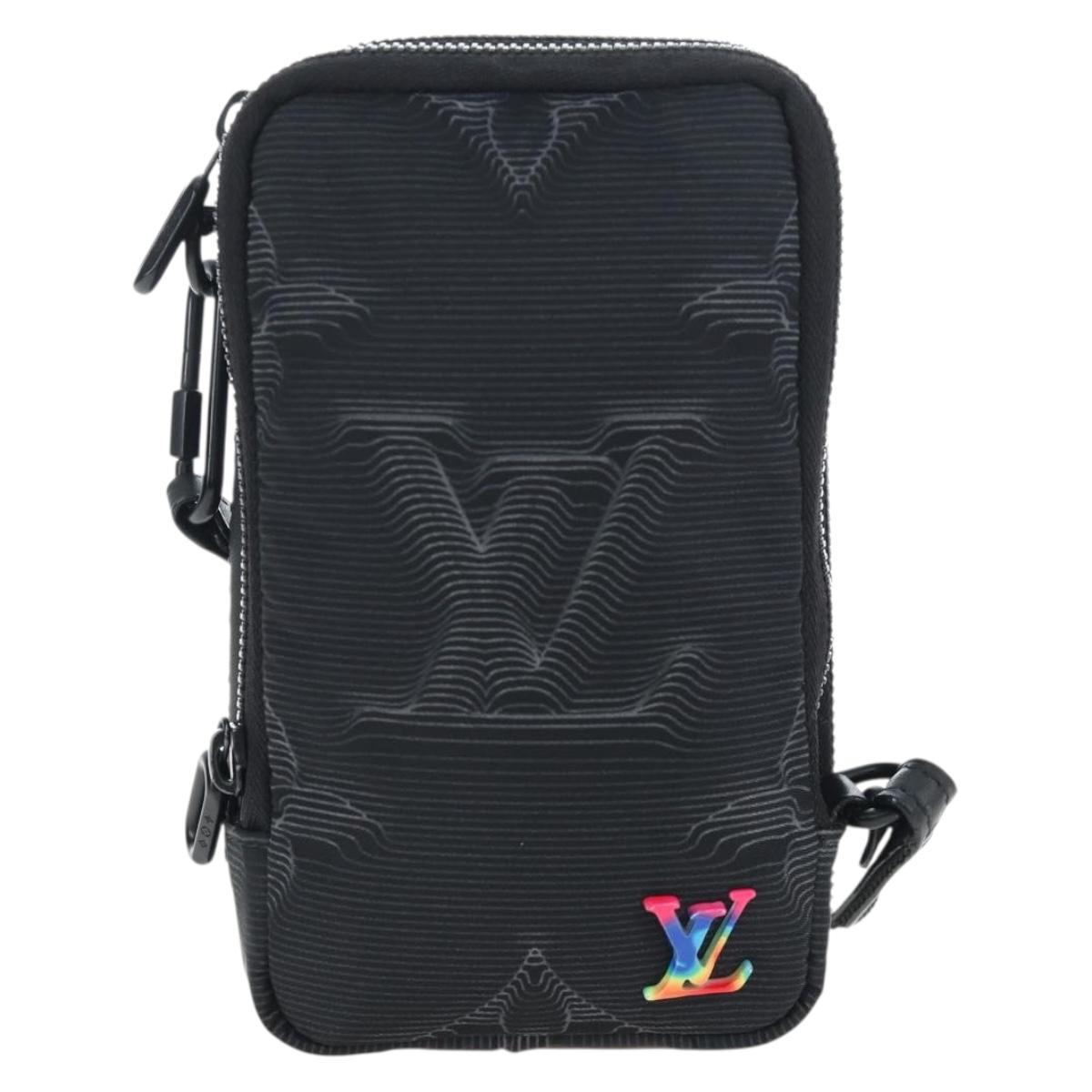 LOUIS VUITTON 3D monogram Double Phone Pouch Black M80141 LV Auth 200705M