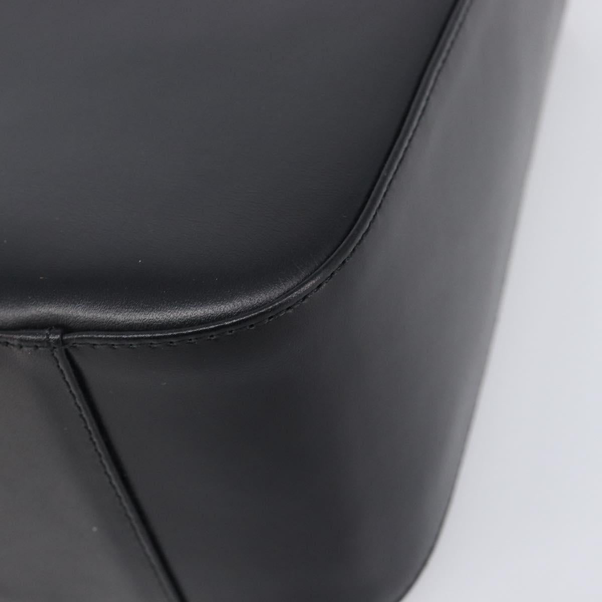 BURBERRY Nova Check Hand Bag Leather Black Silver Auth 200706V